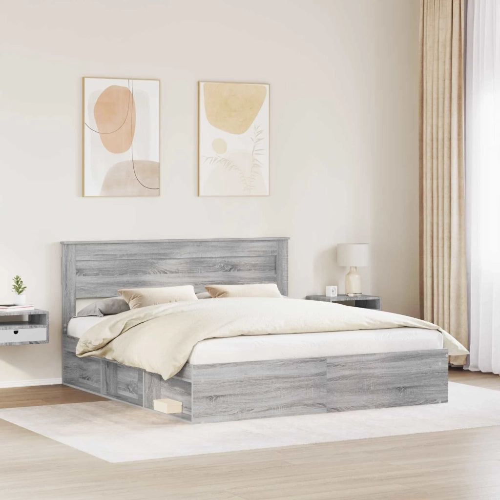 Struttura del letto Grigio Sonoma 200 x 200 cm Pino massello 3409724
