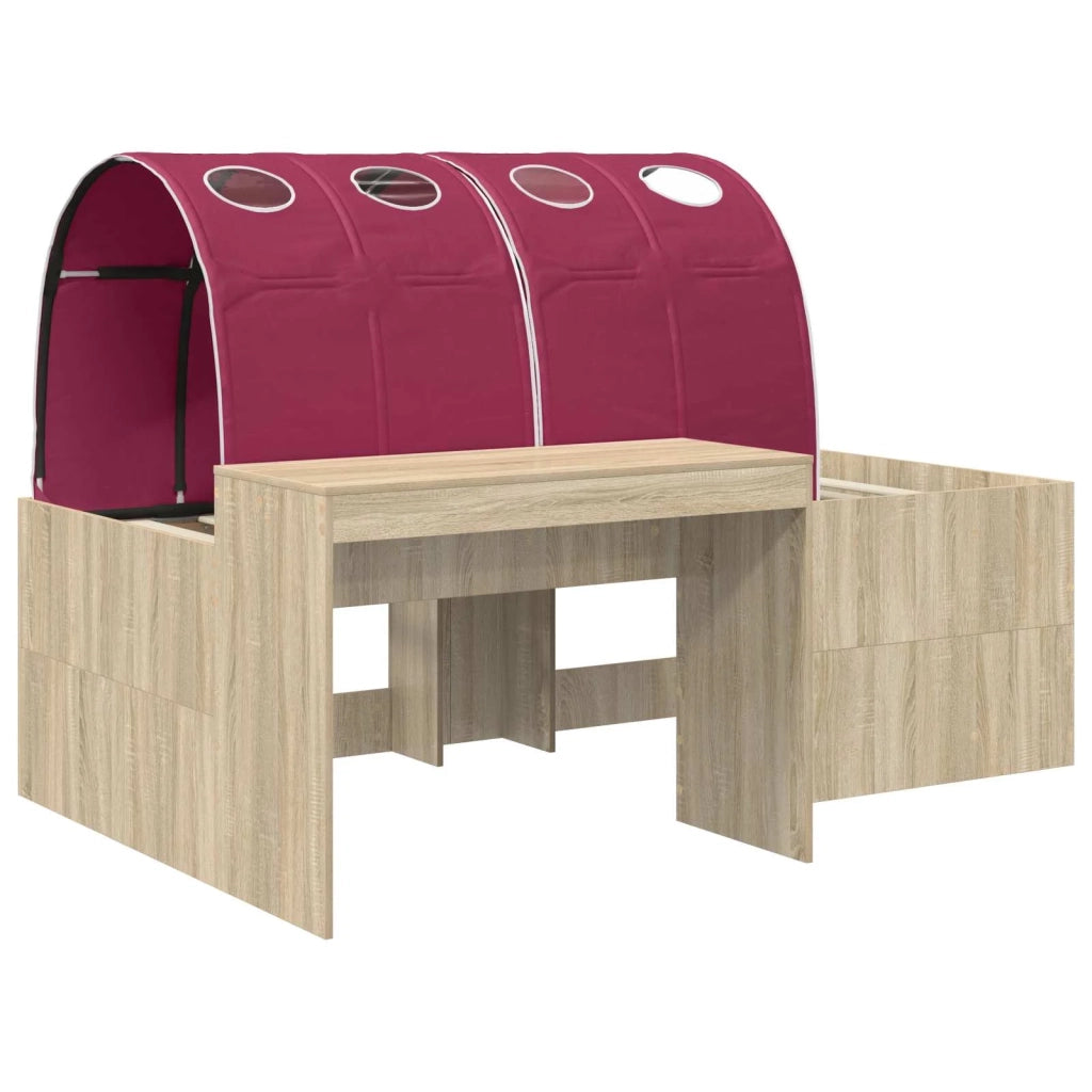 Letto con Tunnel 3 pz Rovere Sonoma e Rosso 3423675