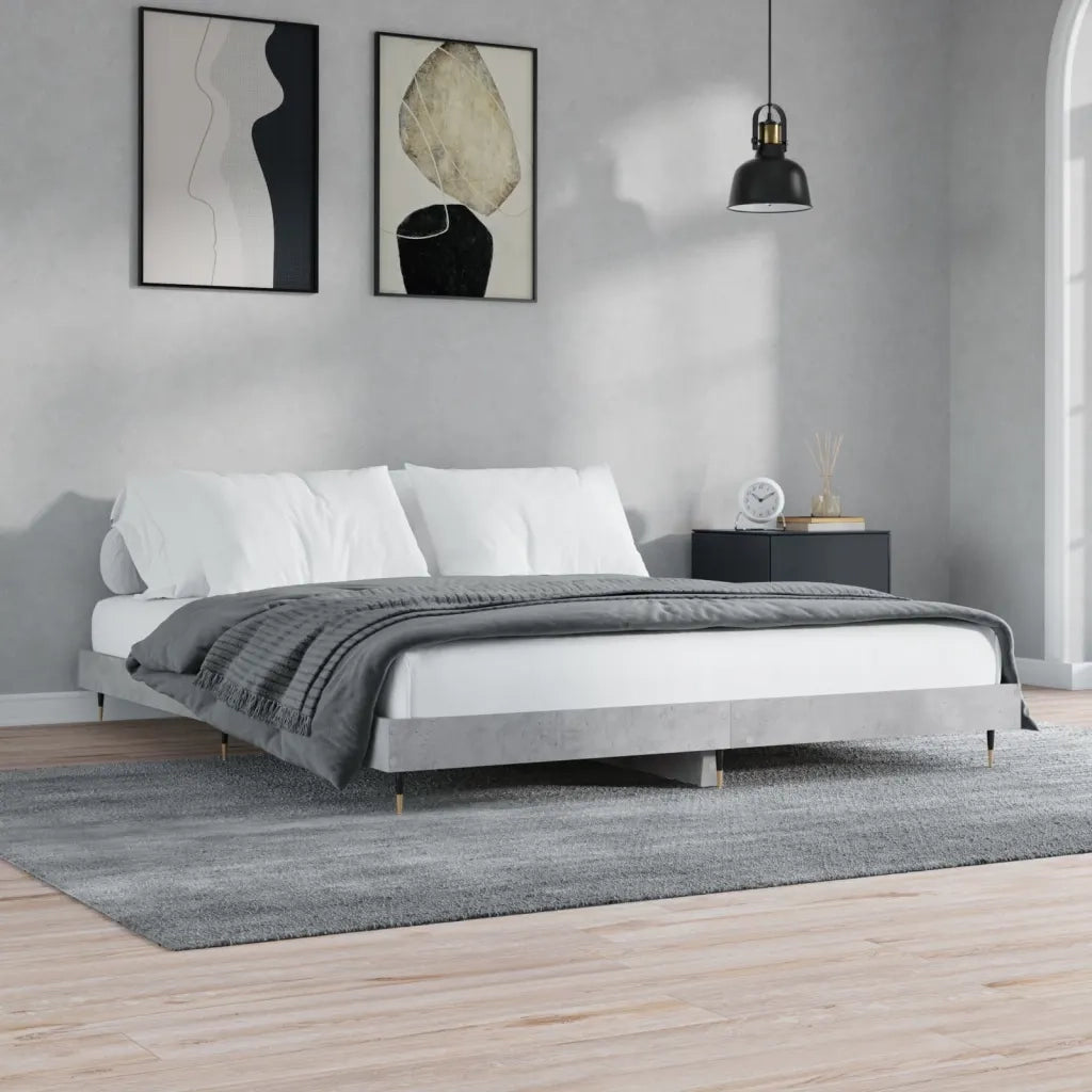 Giroletto-Struttura Letto Grigio Cemento 200x200 cm in Legno Multistrato 812977