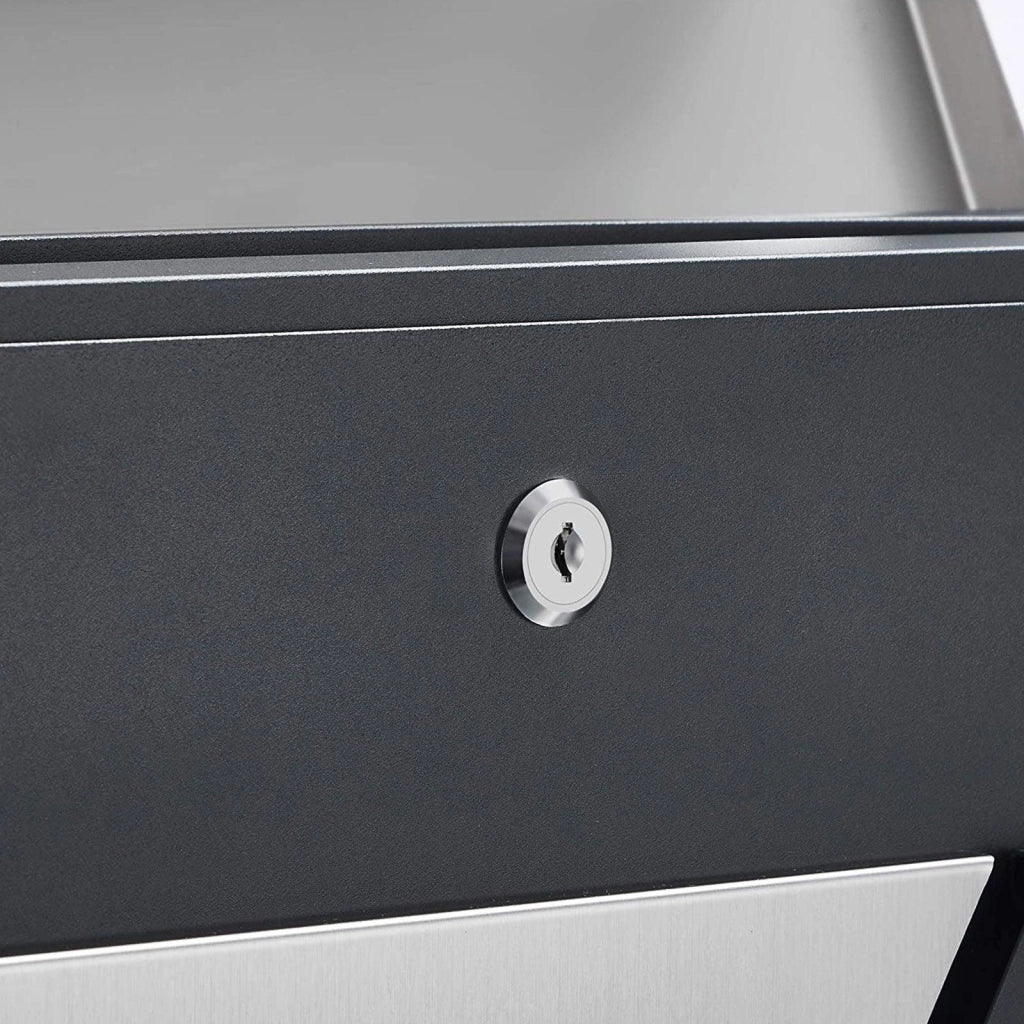 Cassetta postale a parete con finestrelle di visualizzazione in acciaio inox per cancello/porta d'ingresso con serratura e chiavi argento e grigio antracite 12_0001888