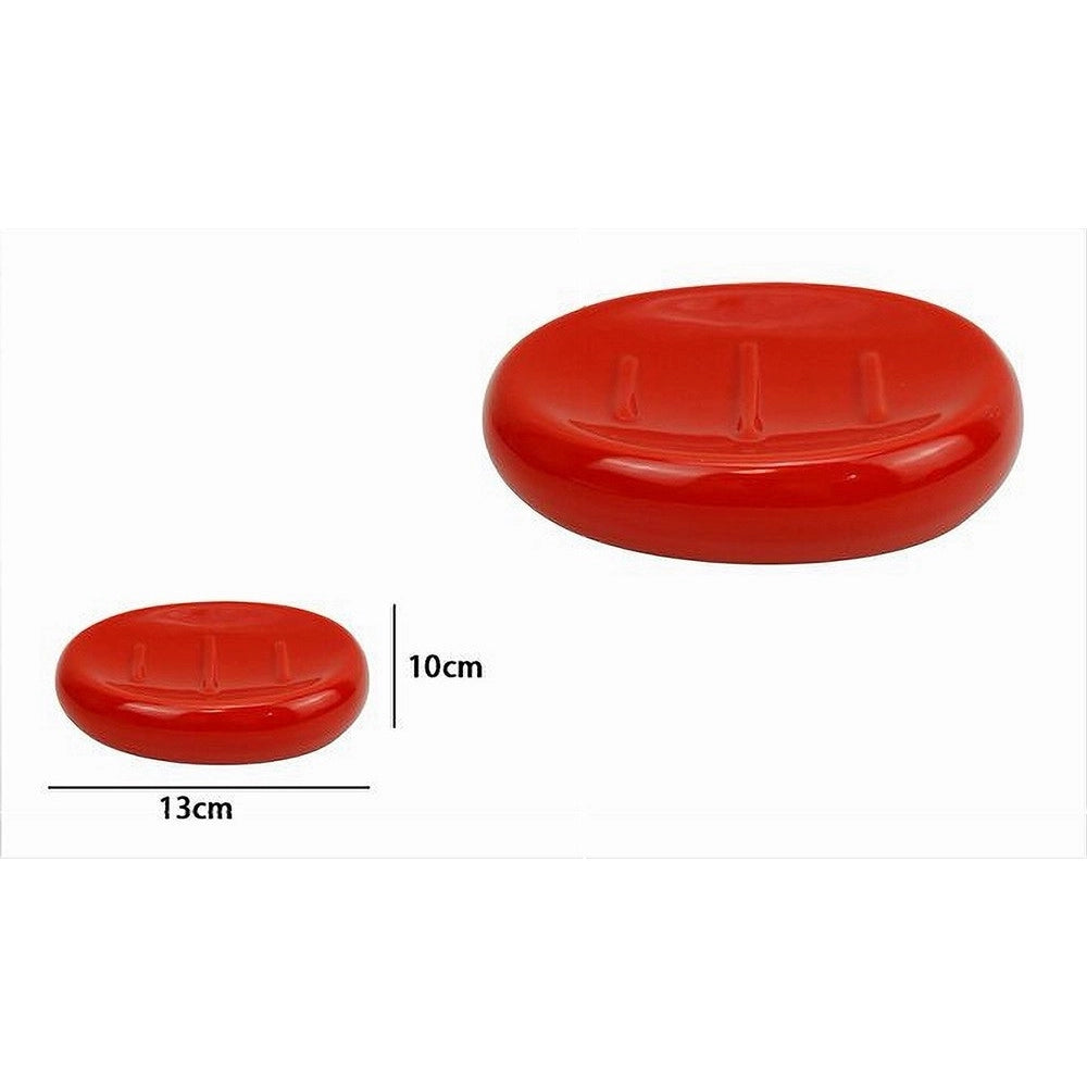 Trade Shop - Piattino Per Sapone Ceramica Rosso Portasaponetta Moderno Accessorio Bagno 79262 -