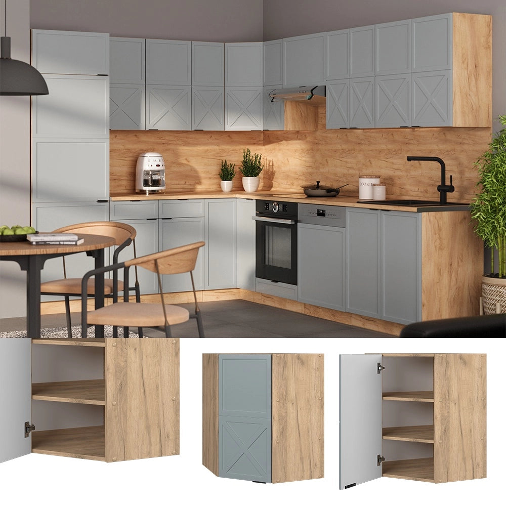 Mobile angolare da cucina Fame-Line Blu-grigio chiaro/Rovere dorato 57 cm Vicco