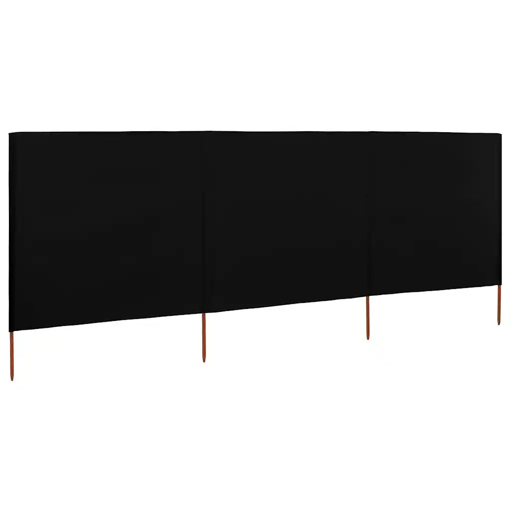 Paravento a 3 Pannelli in Tessuto-Divisorio 400x120 cm Nero