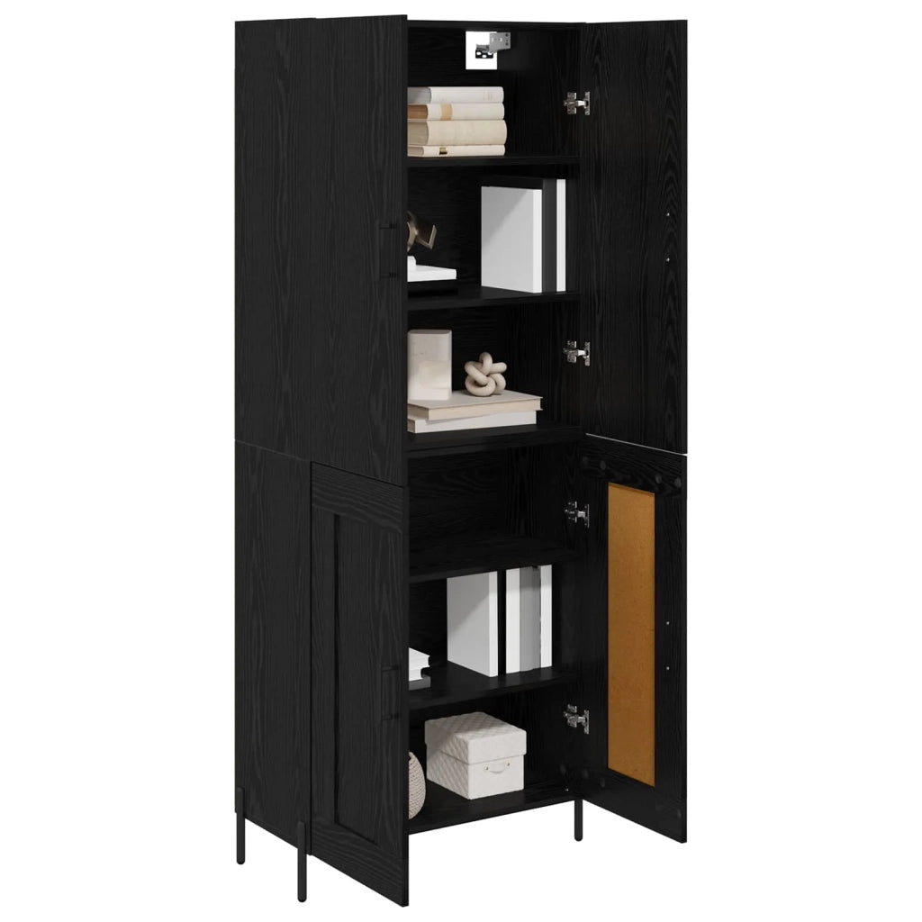 Credenza-Buffet-Armadio da cucina Rovere Nero 69,5 x 34 x 180 cm Legno multistrato 392675