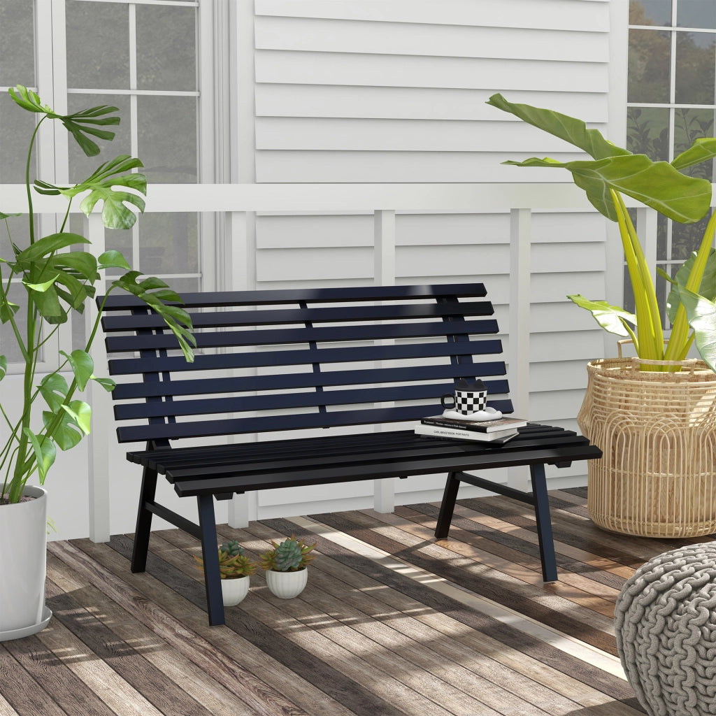 Panca da giardino 2 posti ¨C Xylo ¨C alluminio nero 123x67x79 cm