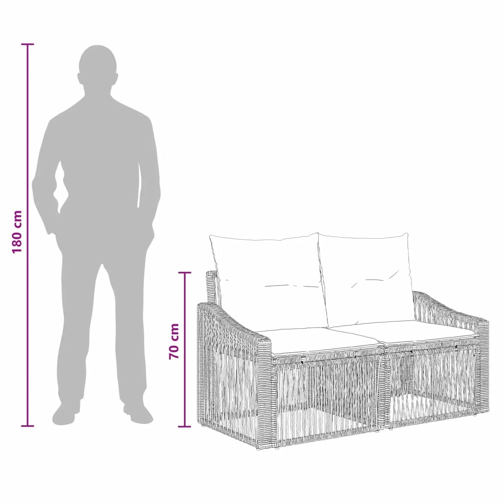 Set Divano da Giardino 8 pz Nero polyrattan 3435979