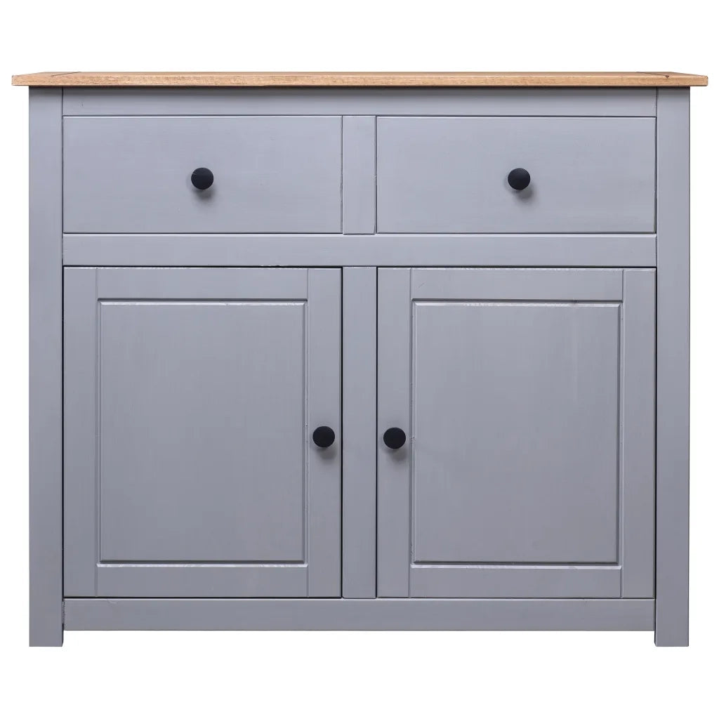 Credenza-Buffet-Armadio da cucina Grigia 93x40x80 cm in Legno Massello di Pino Panama