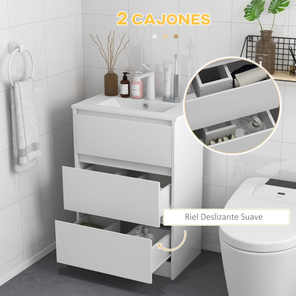 Mobile Bagno con Lavabo ¨C zephmum ¨C 61x37x88 Bianco