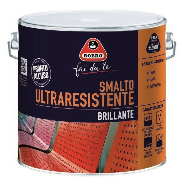 Smalto Ultraresistente Brillante Vernice Legno Ferro Salsedine Esterno 950 Boero Colori: Nero, Formato: 0,5 L