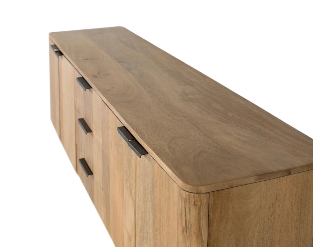 Credenza in legno di mango in colore naturale con angoli arrotondati