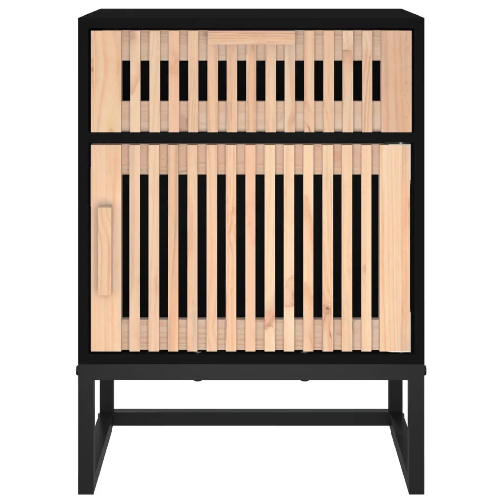 Comodino Nero 40x30x55,5 cm Legno Multistrato e Ferro 352093