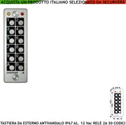 Tastiera Anti-Vandalo Stand-alone Elaboratore Incluso Led Verde e Rosso 30 Codici Univoci 4/6 Cifre Relé Stabile o Monostabile da 0,25 a 30. Alim. 12 Vac X Cancello Cover Anticorodal Esterno IP67