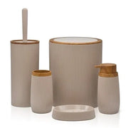 Set accessori bagno tortora cannettato con finitura effetto legno 5 pezzi Blob