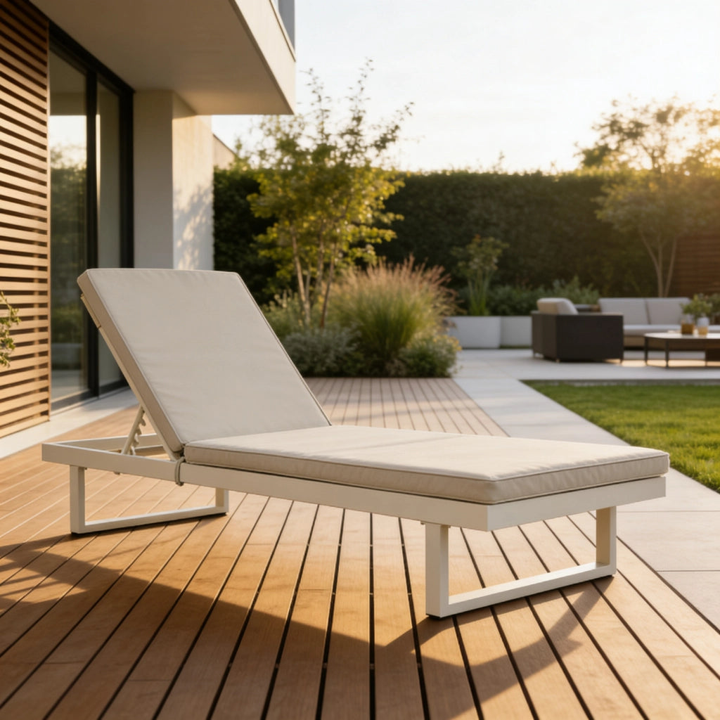 Lettino PALOMINOS in alluminio con cuscino beige