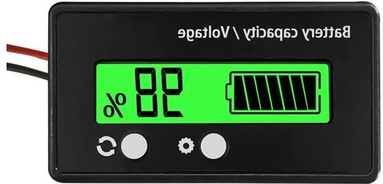 Monitor di batteria capacità voltmetro con allarme tensione DC 12V 24V 36V 48V per accumulatori di piombo-azoto e batterie lithium-ion (verde)