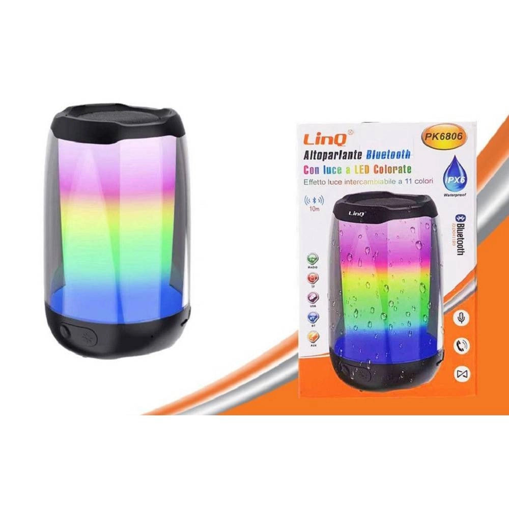Trade Shop - Speaker Portatile Cassa Bluetooth Con Luce Colorate Led Usb Tf Vivavoce Pk6806 -