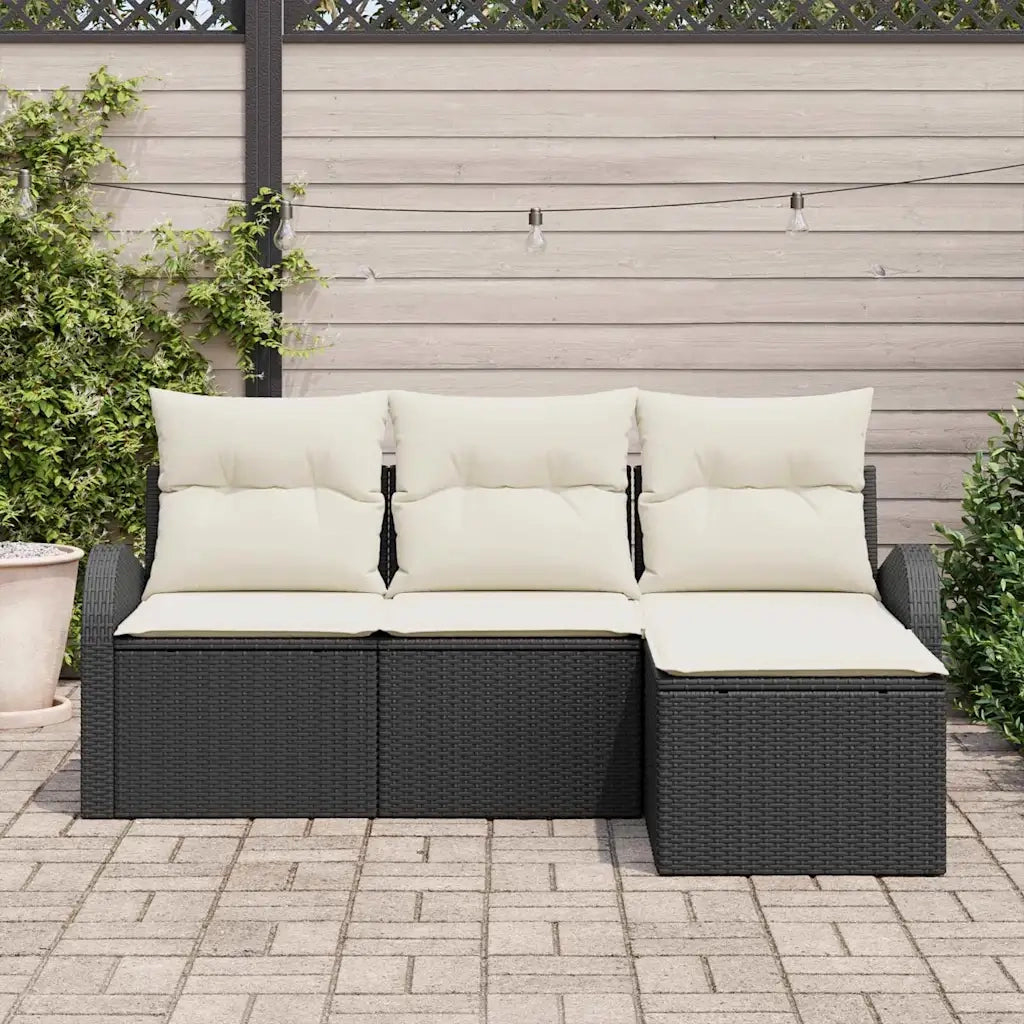 Set Divano da Giardino | Set Salotto da Giardino Nero polyrattan