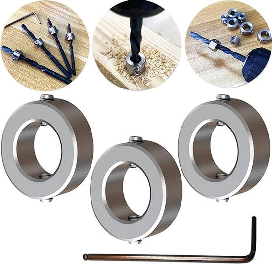 Set di posizionamento di cerniera e anello per lavorazione del legno per foro - 16mm ID, 3 pezzi