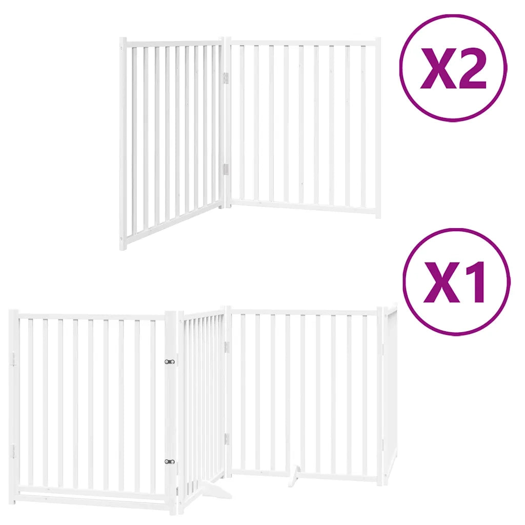 Cancello Cani Porta Pieghevole Bianco 12 Pannelli 640 cm Pioppo 3155734