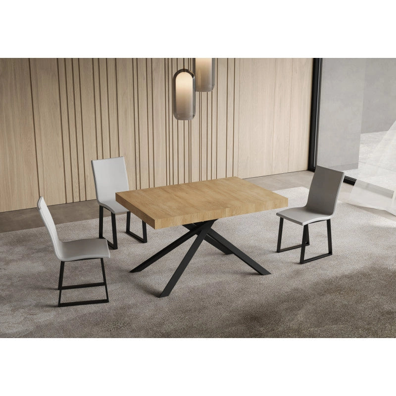Tavolo allungabile 120/204x80 cm Niket telaio Antracite - Noce