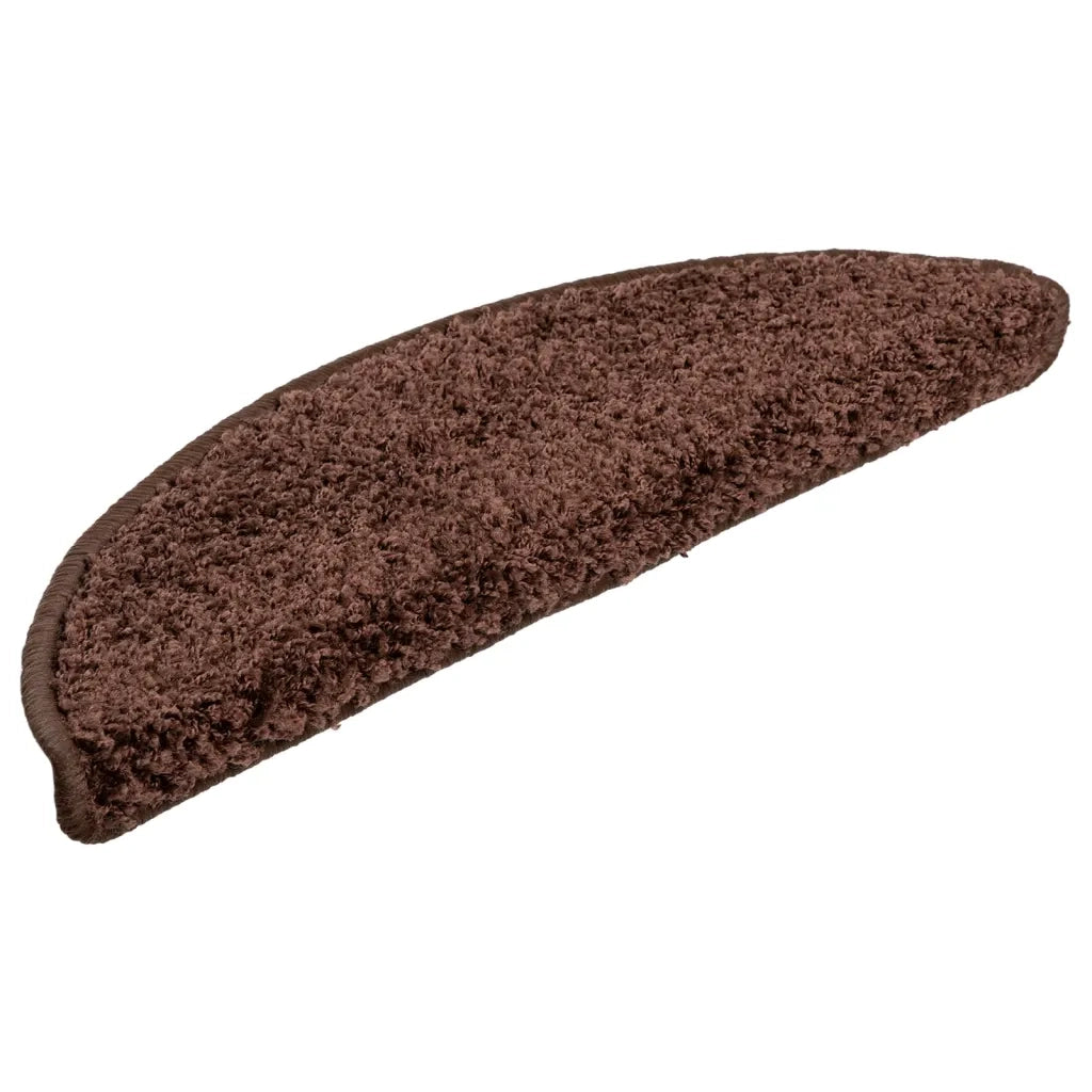 Tappetini per scale 10 pz 56x17x3 cm Marrone Semicircolari 149789