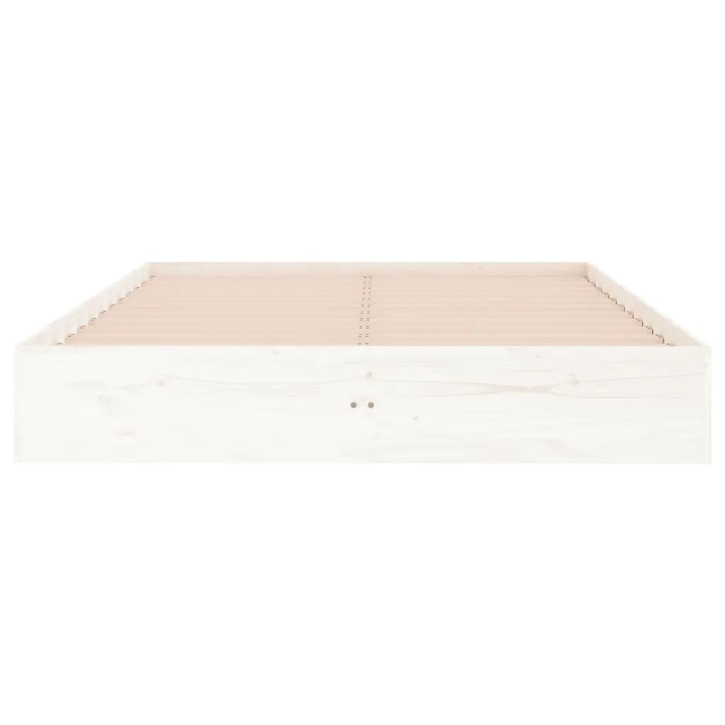 Letto matrimoniale | Letto per adulti | Giroletto Bianco in Legno Massello 135x190 cm Double