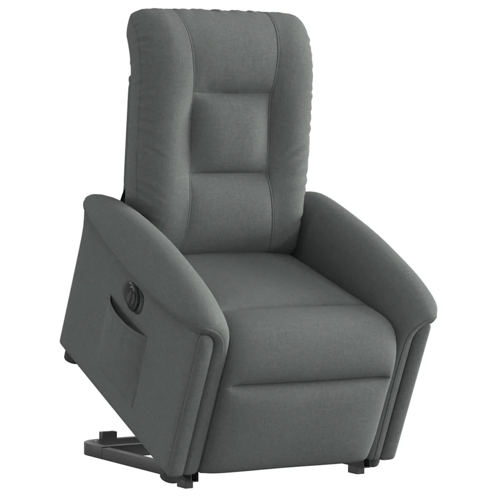 Poltrona | Sedia Relax Alzapersona Reclinabile Elettrica Grigio Scuro Tessuto
