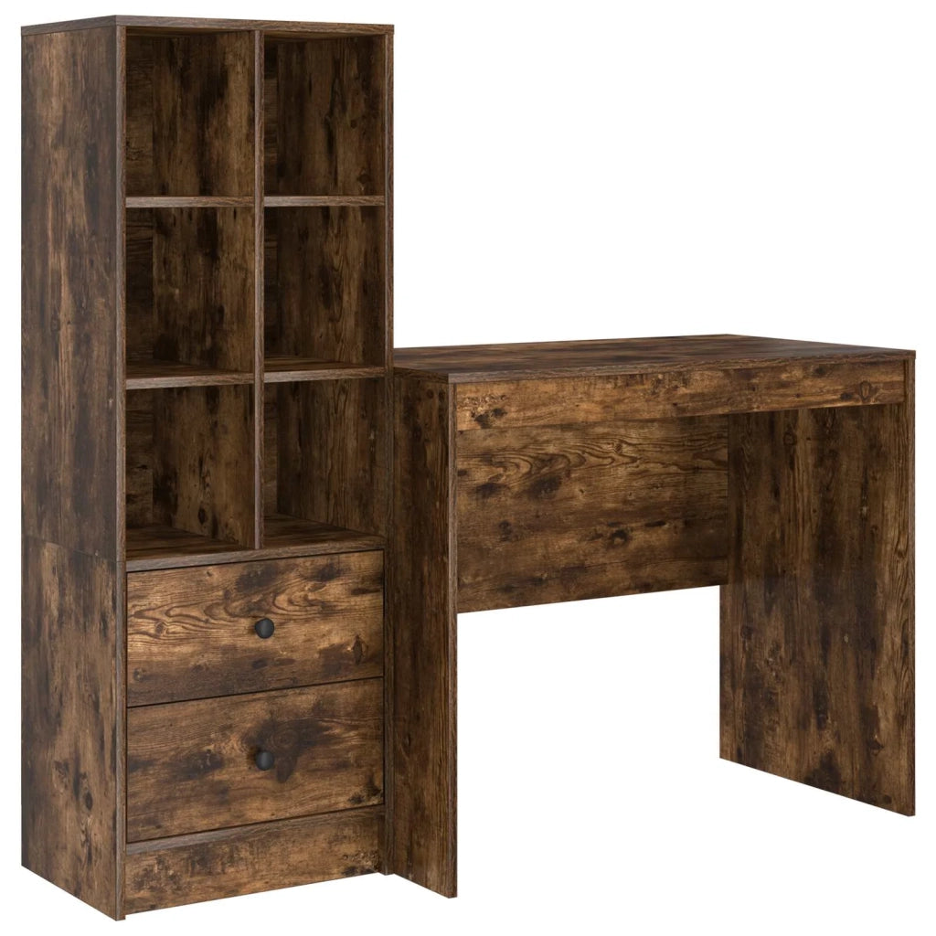 Scrivania con cassetto con lo scaffale 2 pcs Rovere fumé 3337365