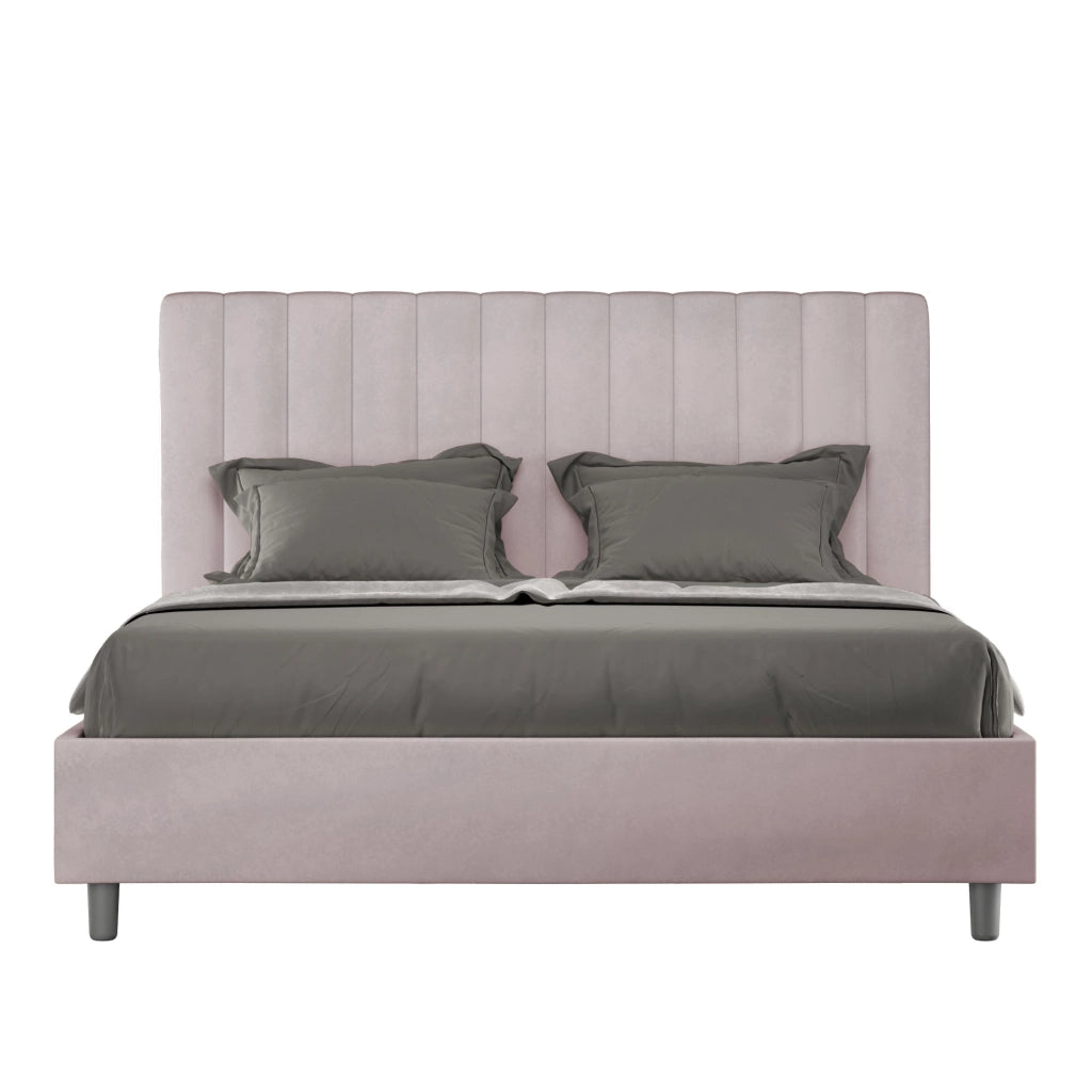 BS COM Letto matrimoniale king size contenitore imbottito 170x210 microfibra glicine