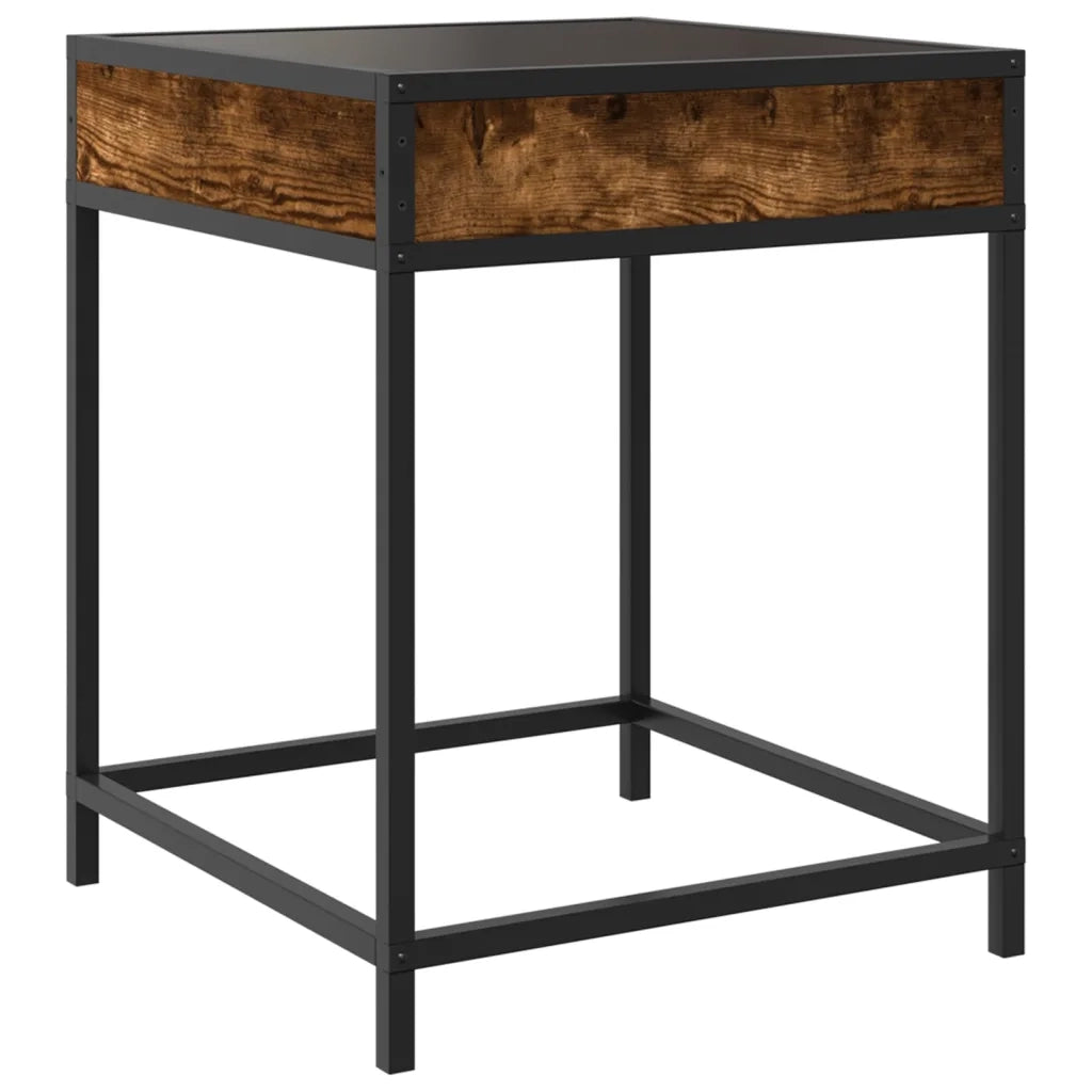 Comodino con LED Infinity-Tavolino da notte Rovere Fumo 40x40x51 cm 685149