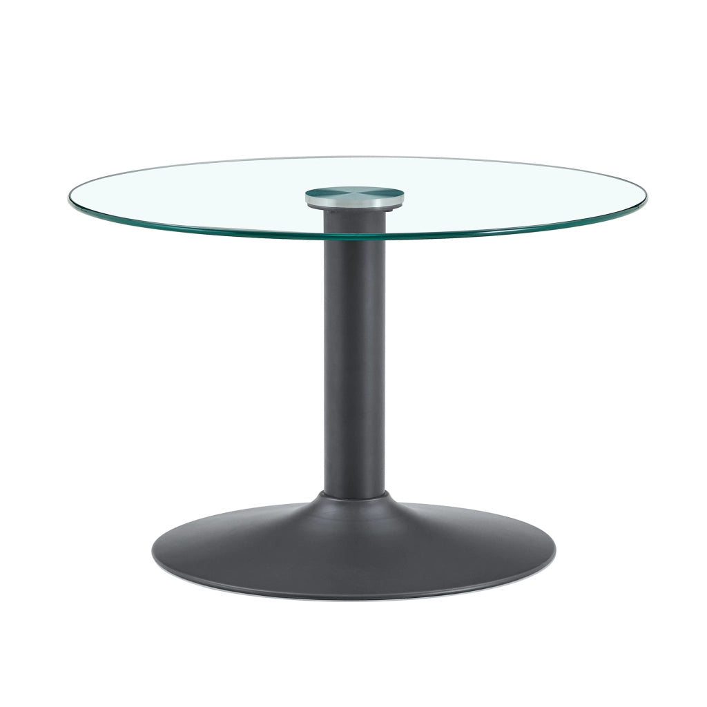 Tavolino rotondo in vetro ca. 70 cm con struttura in metallo, design moderno per soggiorno, colore nero