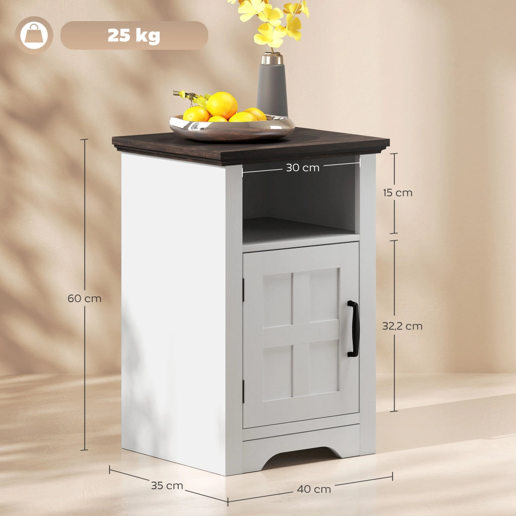 Tavolino Rustico con Anta e Ripiano ¨C zephmum ¨C 40x35x60 Bianco e Marrone