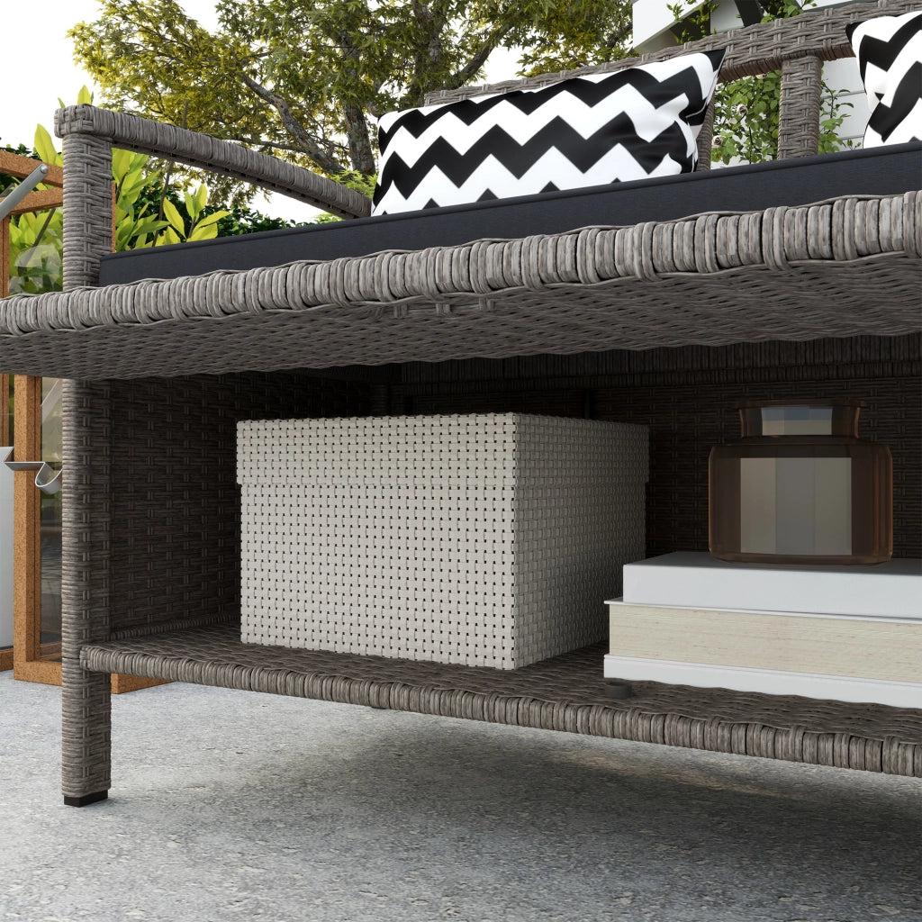 Panca da giardino 2 posti con contenitore ¨C Xylo ¨C polyrattan grigio 112x62x82cm