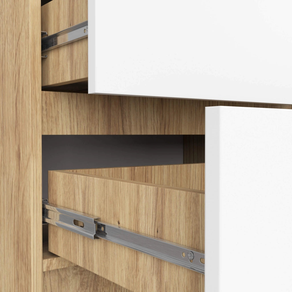 Cassettiera AKORD K60 Cassettiera Quercia Artisan 60 cm 5 cassetti inserto frontale Bianco 60x40x121 cm