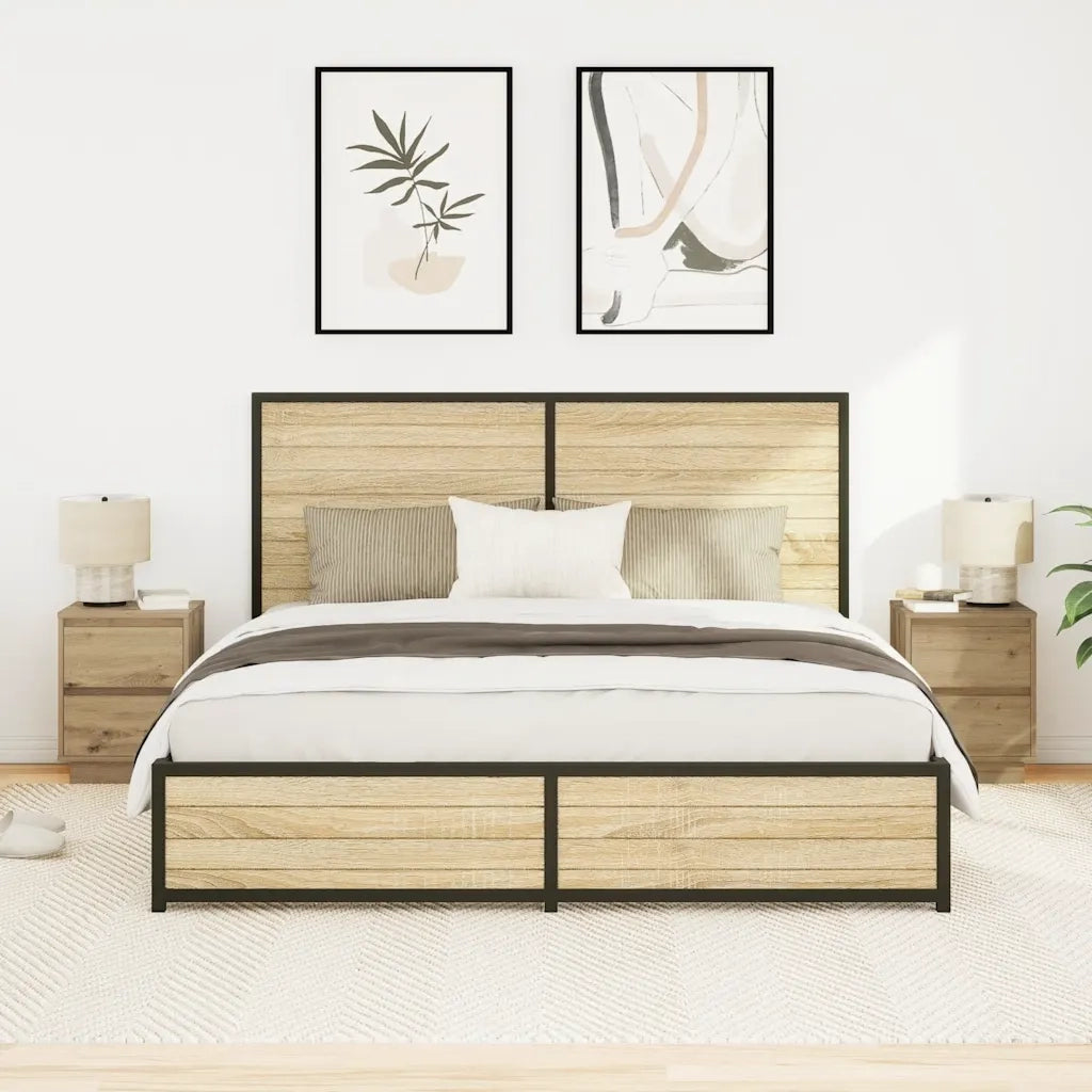 Comodini con Luci a LED 2 pz Rovere Artigianale 38x34x50 cm 861300