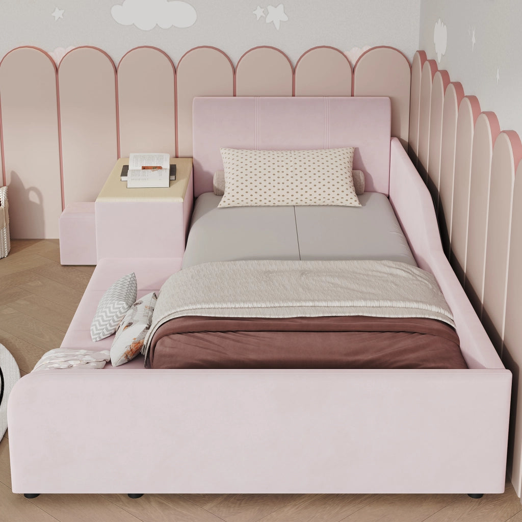 letto imbottito velluto rosa 90x200 cm