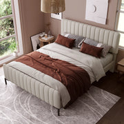 letto imbottito lino grigio beige 140 x 200 cm