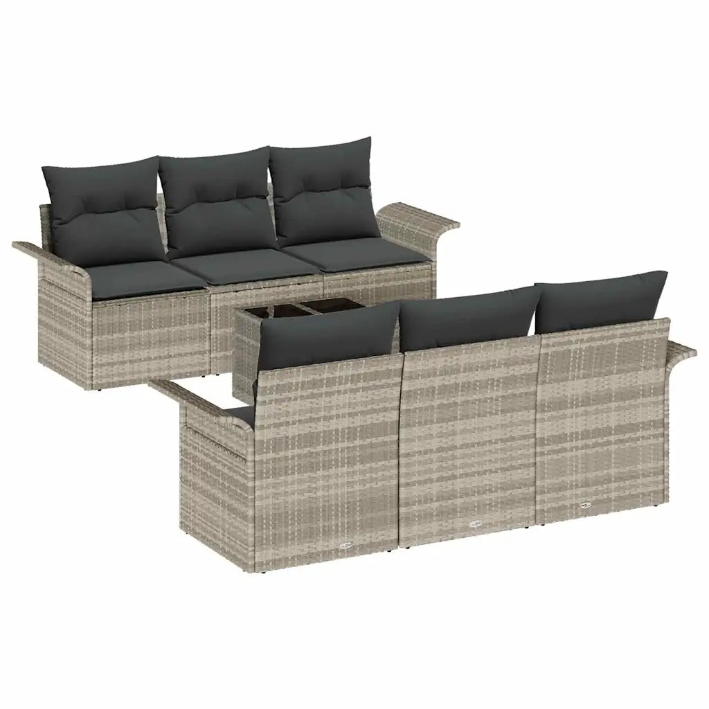 Set Divano da Giardino 7 pcs Grigio chiaro polyrattan