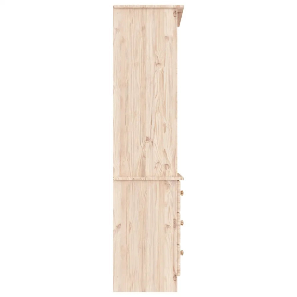 Libreria con Cassetti-Scaffale per Libri-Mobile di Stoccaggio ALTA 60x35x142 cm Legno Massello di Pino