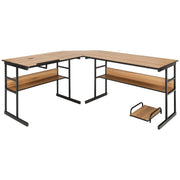 Scrivania angolare a L 170 x 150 x 75 cm regolabile versatile moderna con supporto singolo in legno marrone 20_0010846