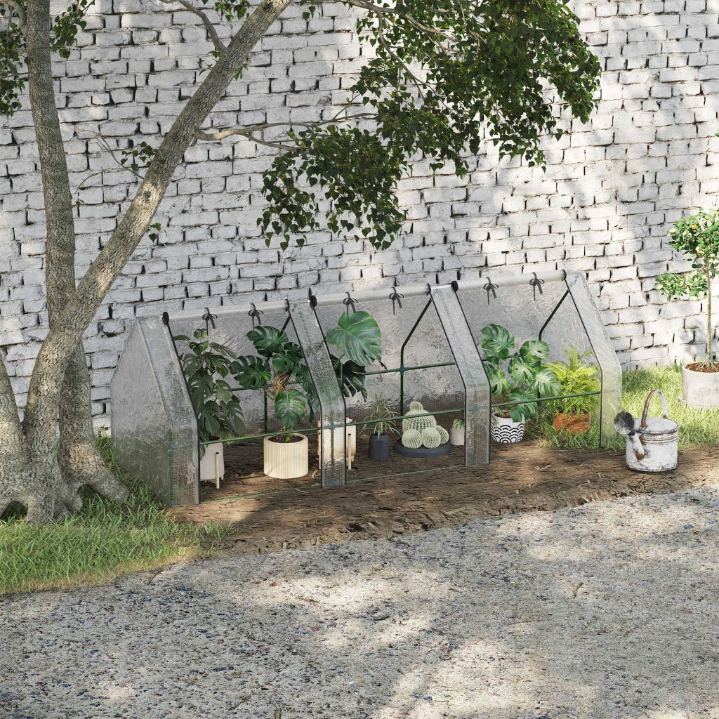 Serra da Giardino Tunnel ¨C Xylo ¨C 270x90x90 cm Bianco PE Anti-UV con 3 Finestre