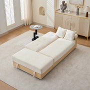 DIVANO Letto con contenitore 217x110x90 cm in chenille beige