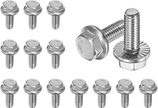 Set di 15 viti a 6 facce con gabbia, M6 x 16 mm, viti esterne in acciaio inossidabile 304, viti metriche con dado, per [tono argento]