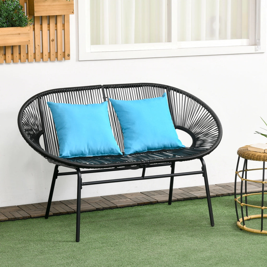 Divano 2 Posti Giardino Polyrattan ¨C Minimal ¨C Nero 132x72x83
