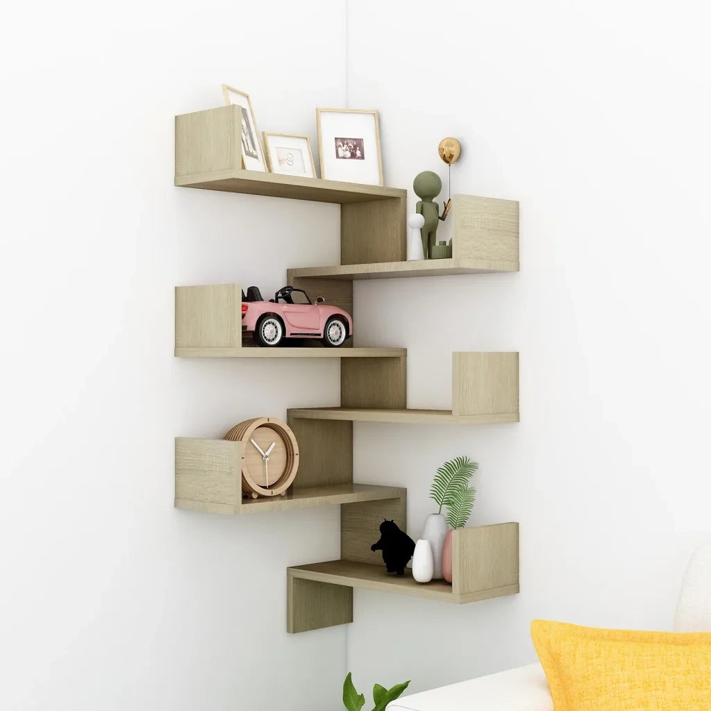 2 pz Scaffali Angolari Muro | Mensola a parete Sonoma 40x40x50cm Legno Multistrato