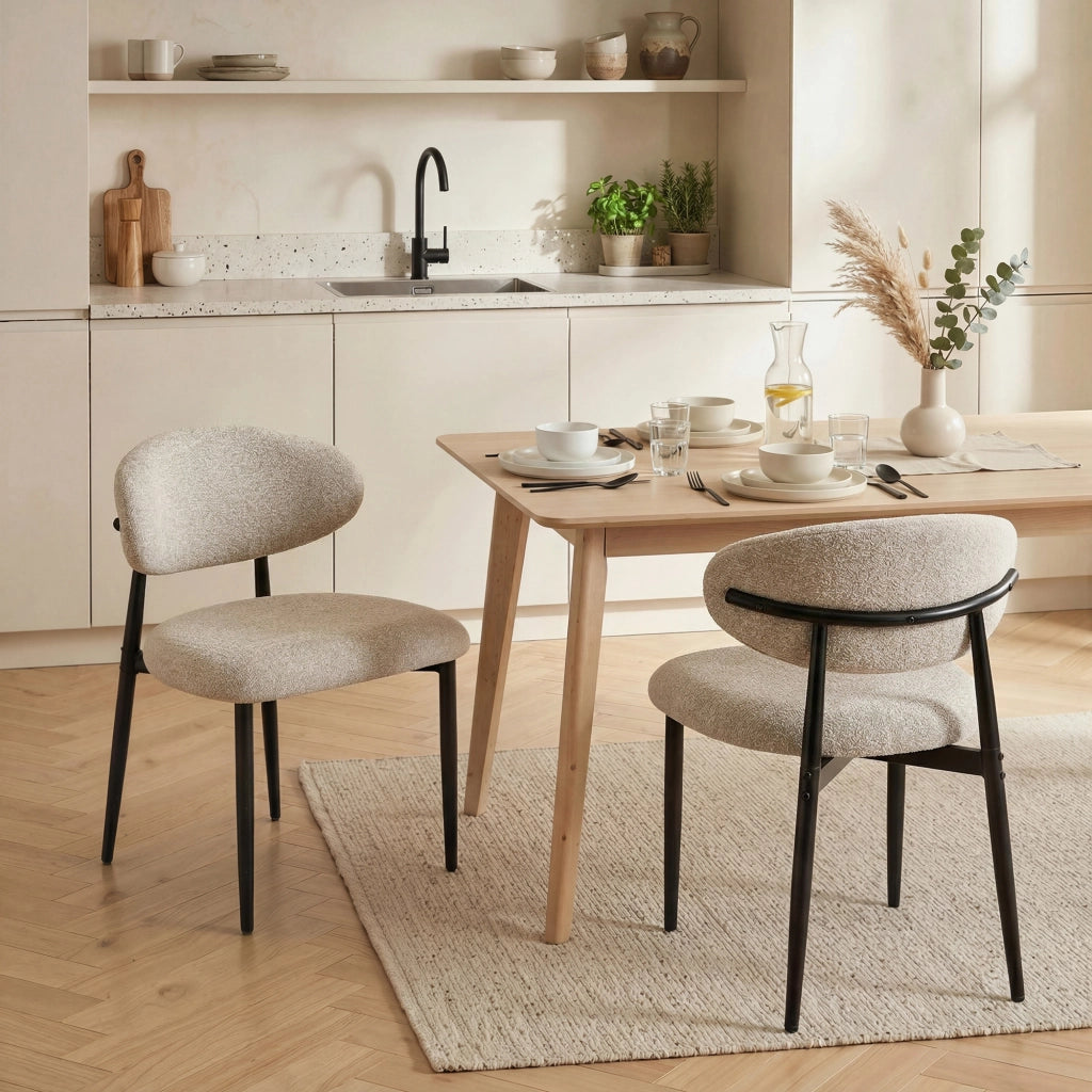 Sedia da pranzo imbottita ¨C Minimal ¨C Beige, metallo