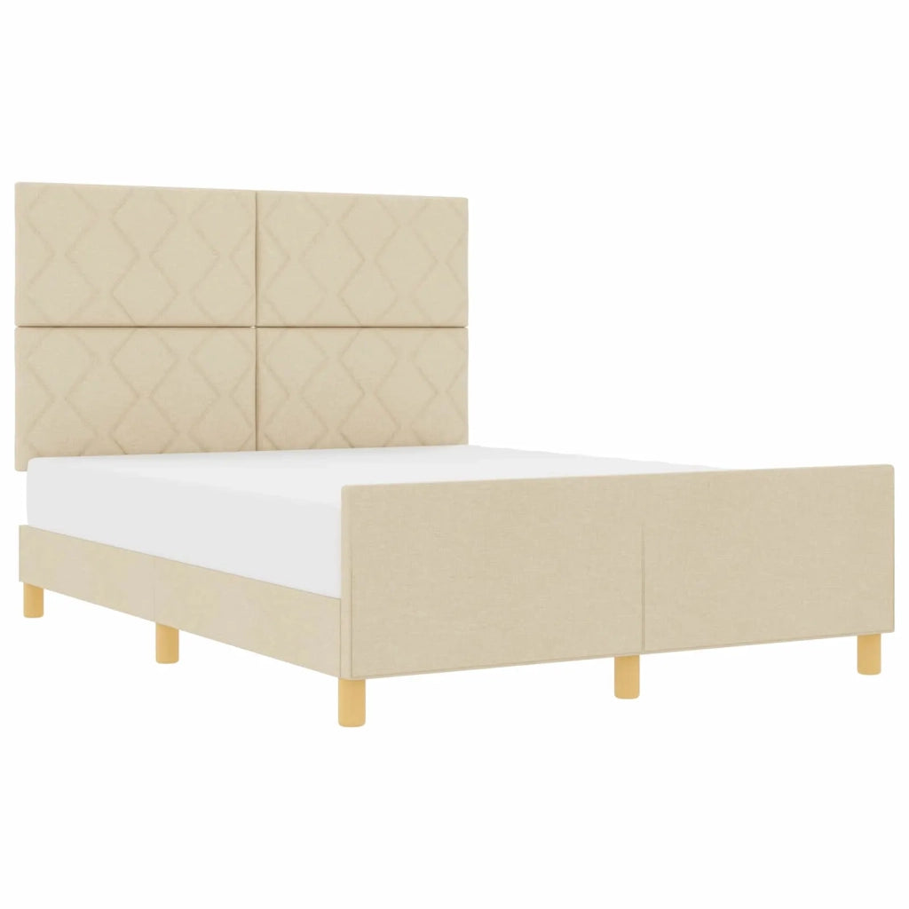 Struttura del letto con testiera Crema 160 x 200 cm Tessuto