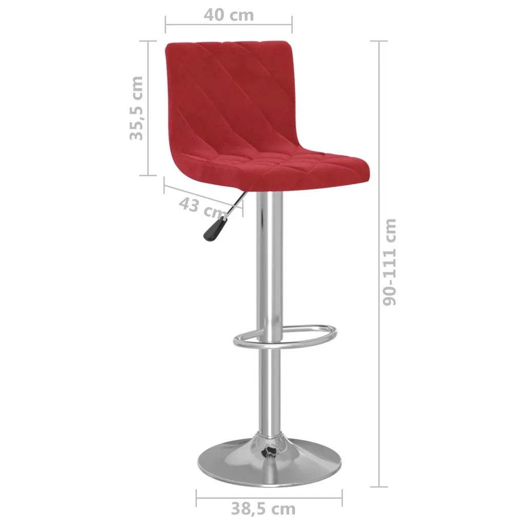 Sgabelli da Bar 2 pz Rosso Vino in Velluto 333693