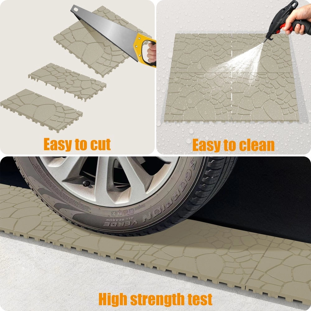 Piastrelle da Pavimento Interlocking per Patio ¨C MINIMAL ¨C Beige, 44 pcs, 30x30 cm