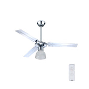 Ventilatore a Soffitto Zephir ZFR3121X 120 cm con Luce, 3 Pale in Metallo Cromato, Telecomando, 5 Velocità, Funzione Reversibilità Estate/Inverno, Timer 1/2/4/8 Ore, Lampada E27 fino 60W, Potenza 70W – Ideale per Casa, Soggiorno e Ufficio